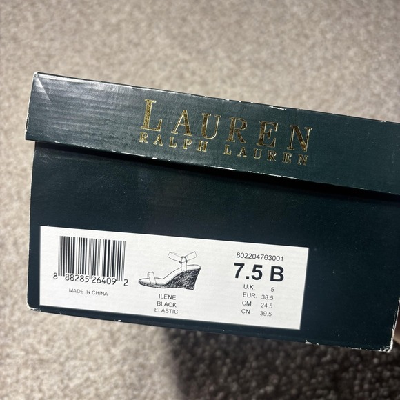 Lauren Ralph Lauren Wedge Shoes Womens Size 7.5 Black Ilene Espadrille Sandals - Picture 11 of 14